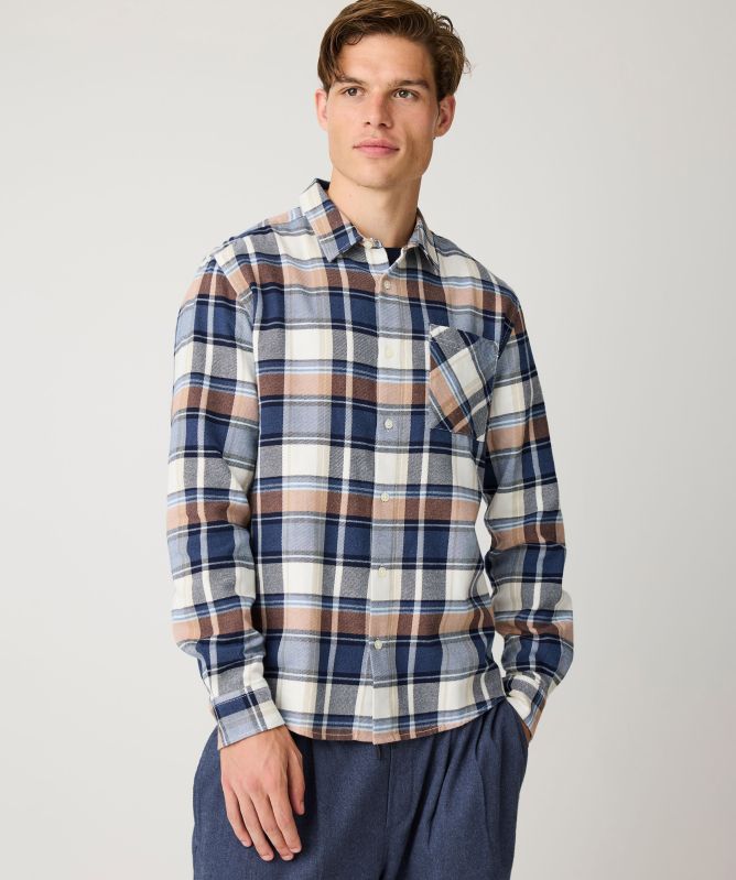 Knowledge Cotton Light Flannel Checkered Shirt