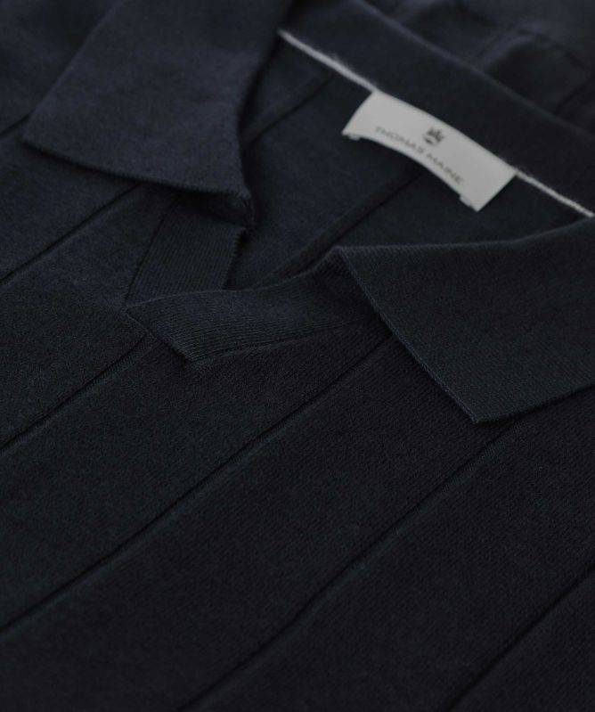 Thomas Maine Merino Linen Open Collar Polo