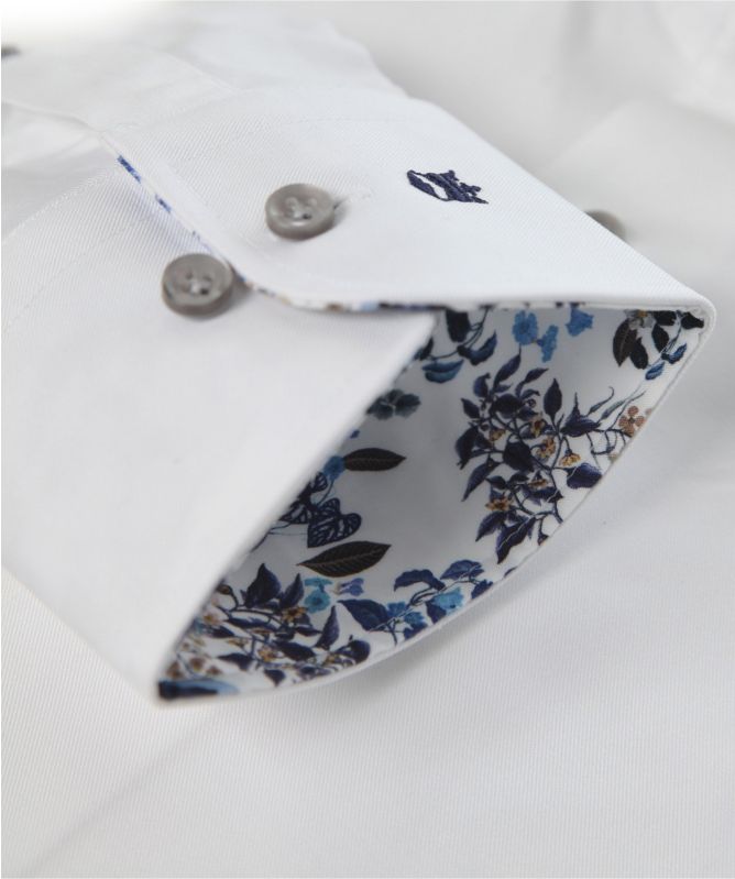 Thomas Maine Tailored Fit Floral Trim Bari Shirt