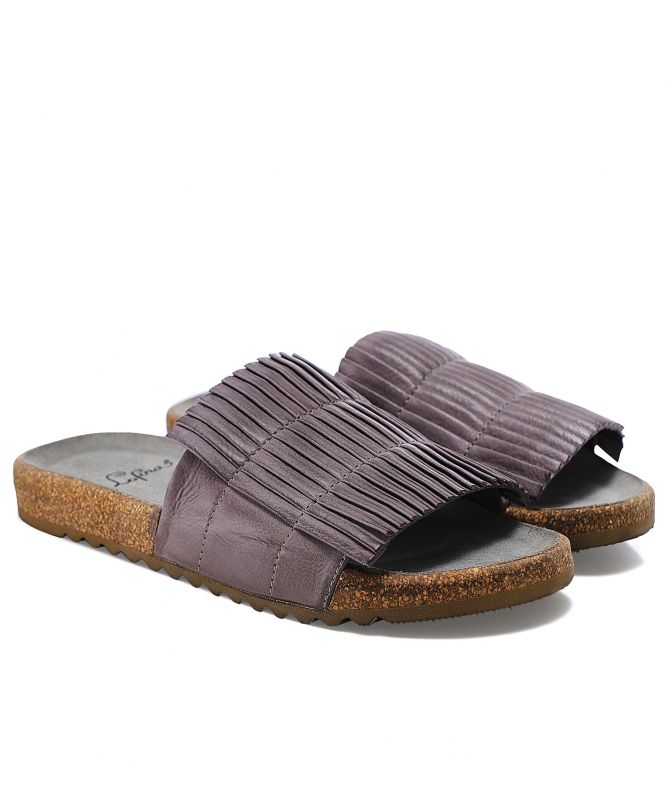 Lofina Pleated Leather Sliders