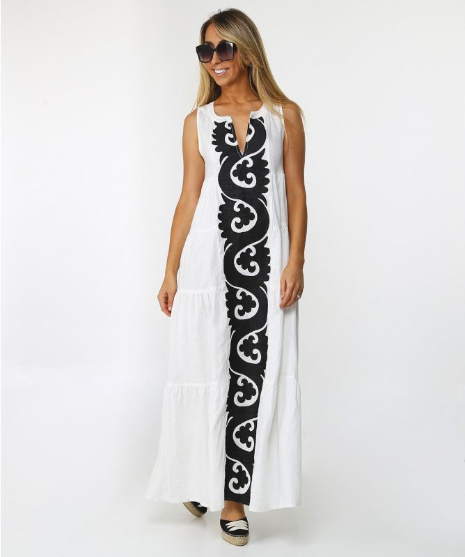 Greek Archaic Kori Tiered Maxi Dress