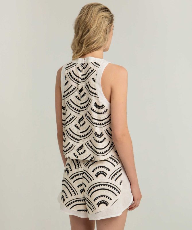 Greek Archaic Kori Embroidered Tank Top
