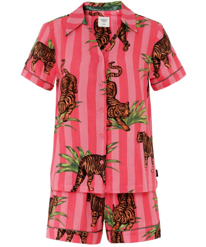 Chelsea Peers Leaf Tiger Stripe Print Short Pyjamas