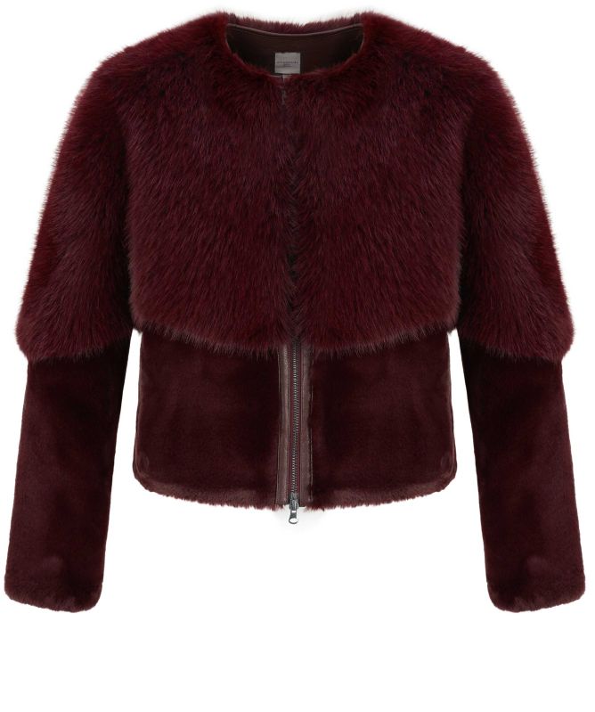 urbancode Collarless Faux Fur Blouson Jacket