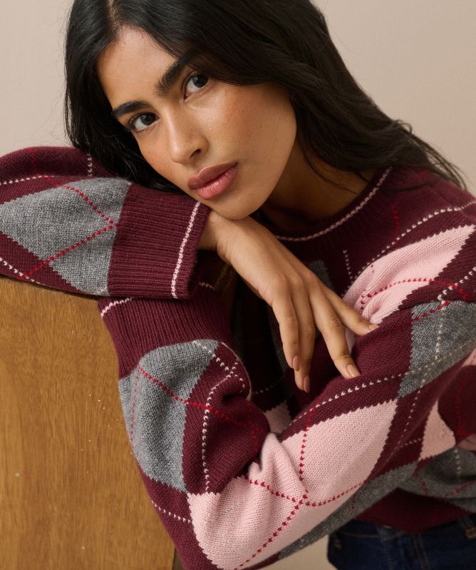 Nobody's Child Argyle Oversized Wool-Blend Jumper
