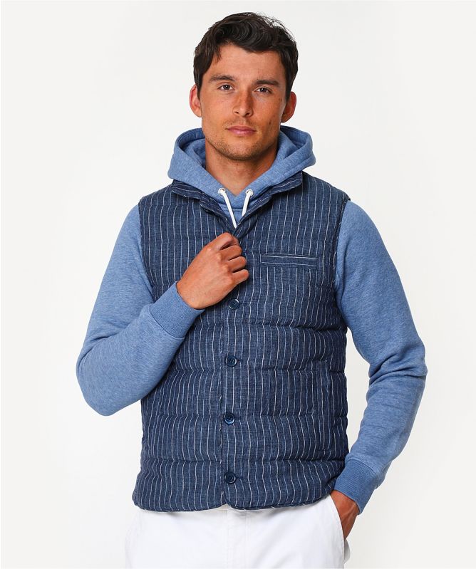 Stenstroms Linen Down Quilted Pinstripe Gilet