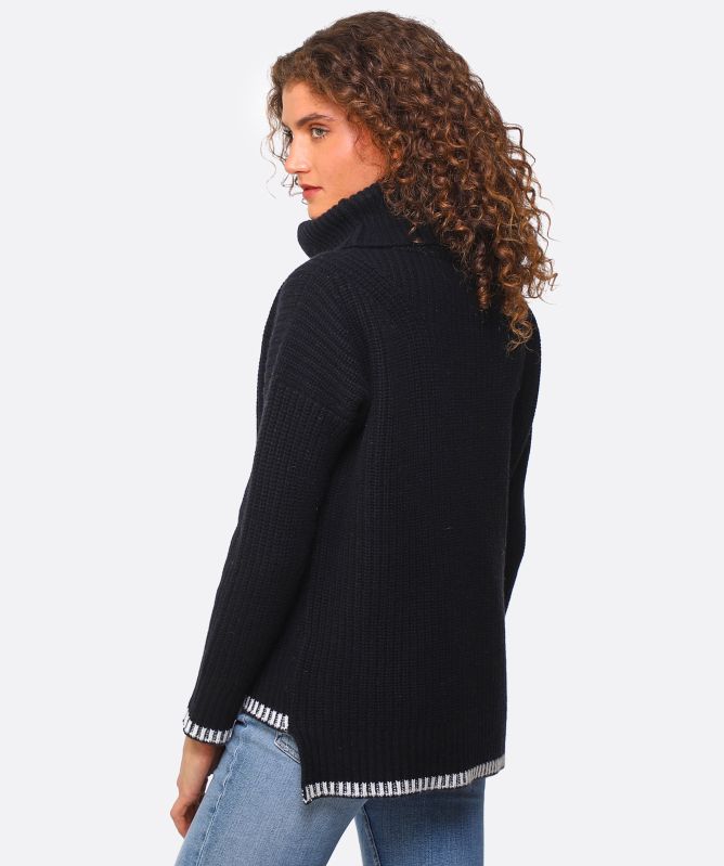 Eddy and Ivy Merino Cashmere Contrast Trim Roll Neck Jumper