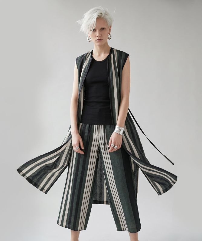 Milla Striped Cropped Wide-Leg Trousers