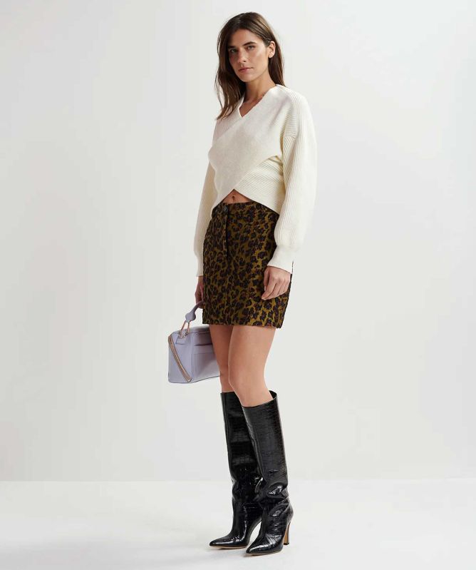 Crossover knit sweater store