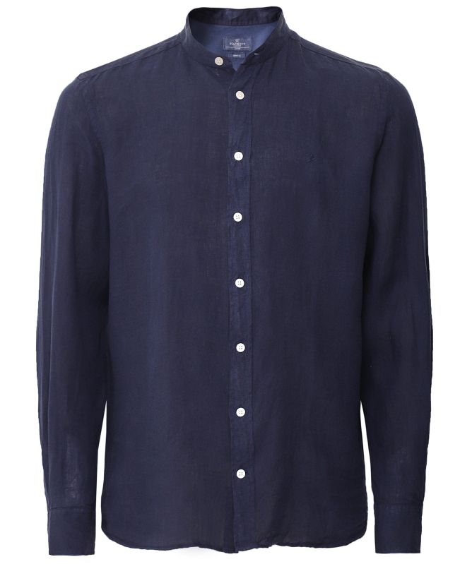 Hackett Linen Mandarin Collar Shirt