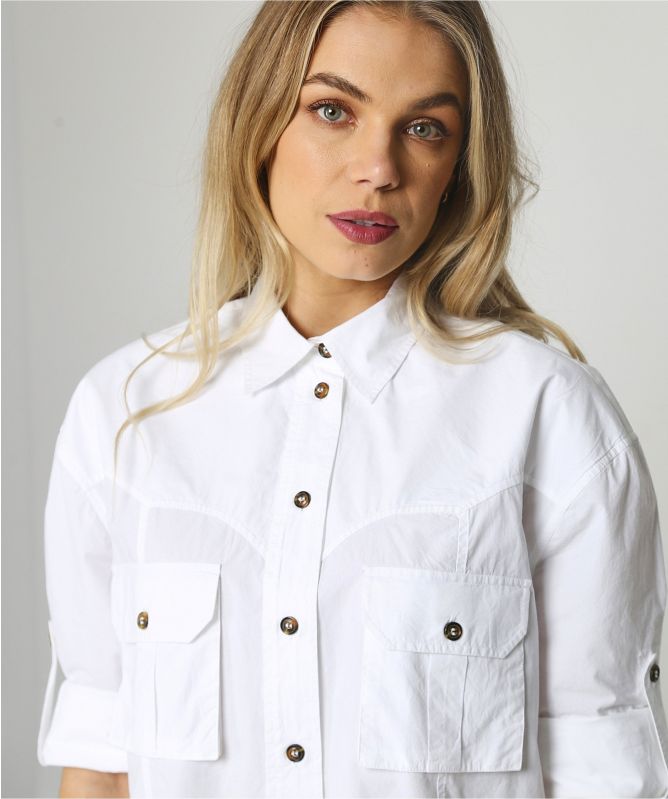 GANNI Button Through Cotton Poplin Shirt