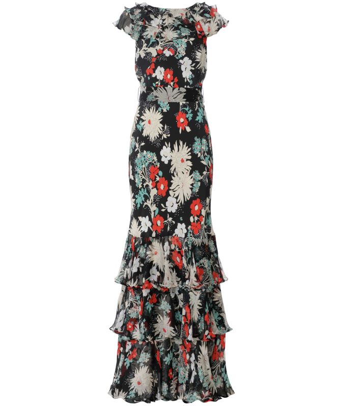 Rixo Rio Ruffled Silk Gown