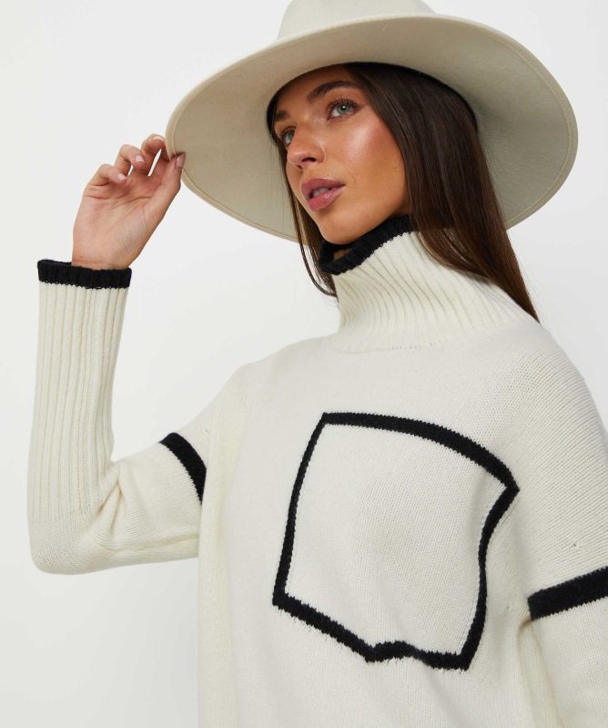 Eddy and Ivy Contrast Trim Roll Neck Jumper