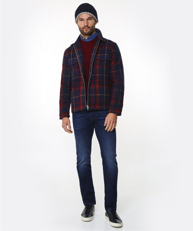 Wool Zip-Through Check Overshirt