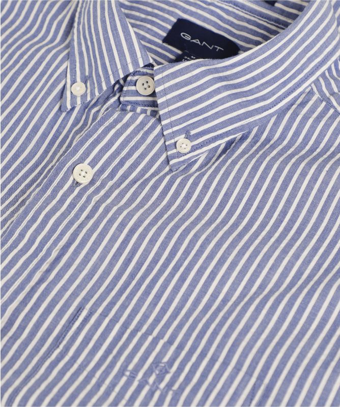 Regular Fit Short Sleeve Striped Seersucker Shirt