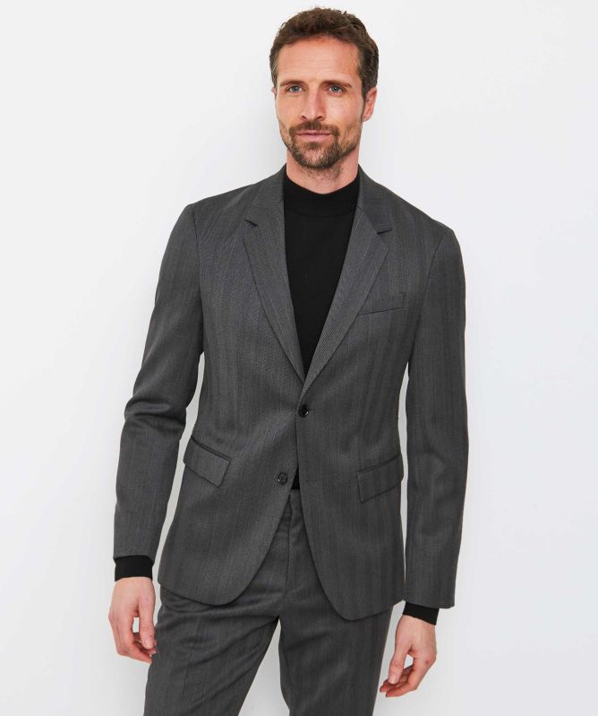 Slim Fit Herringbone H-Houston Suit