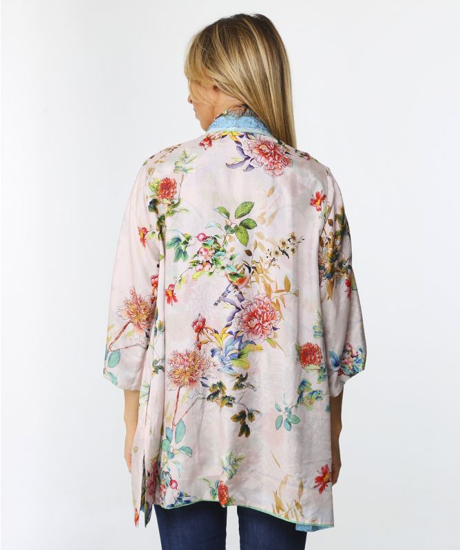 Johnny Was Claret Reversible Silk Kimono