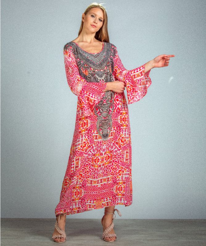 Inoa Shiraz Silk Frill Sleeve Kaftan