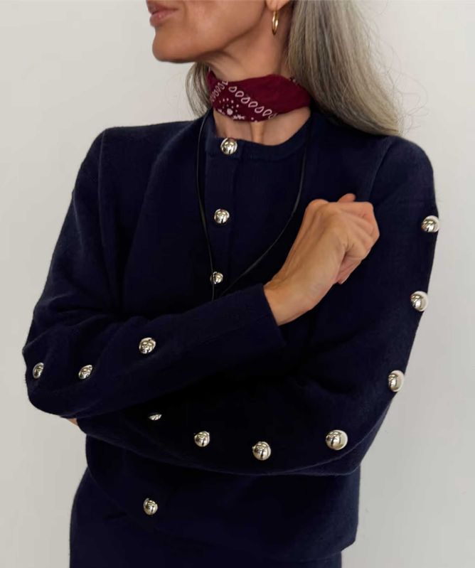 Never Fully Dressed Studded Knit Cardigan