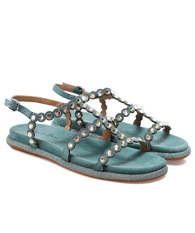 Alma en Pena Suede Rhinestone Sandals