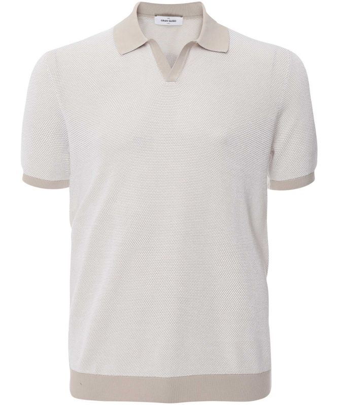 Gran Sasso Waffle Knit Open Collar Polo
