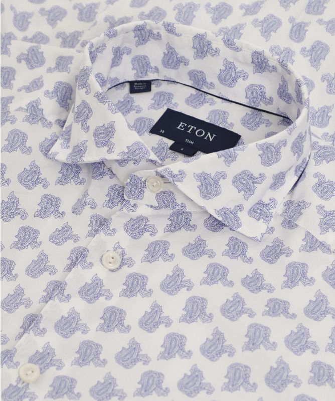 Eton Slim Fit Linen Paisley Shirt