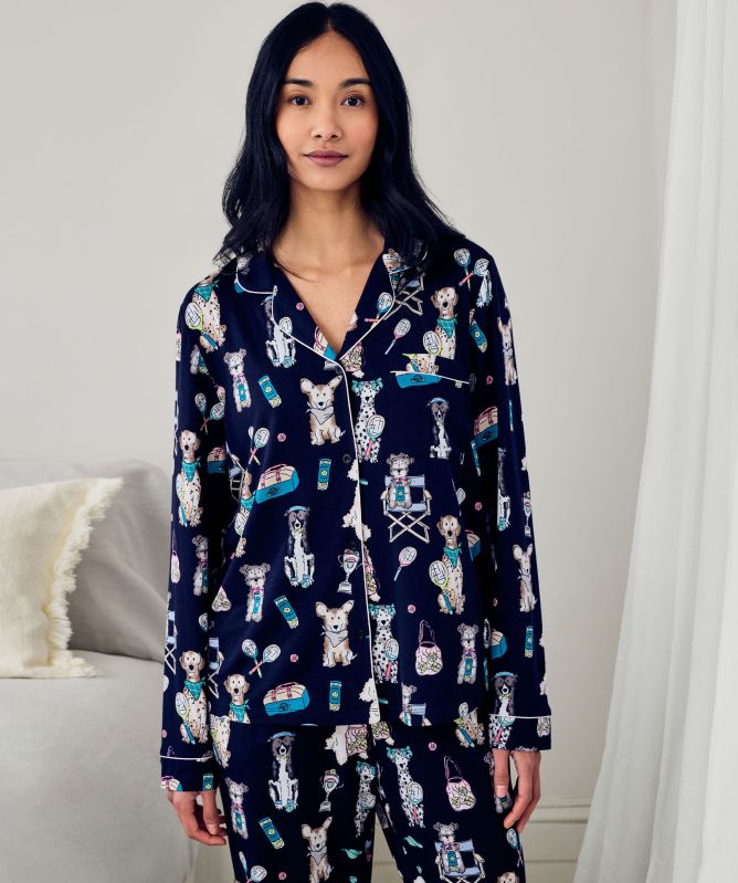 Chelsea Peers Tennis Dogs Print Long Pyjamas