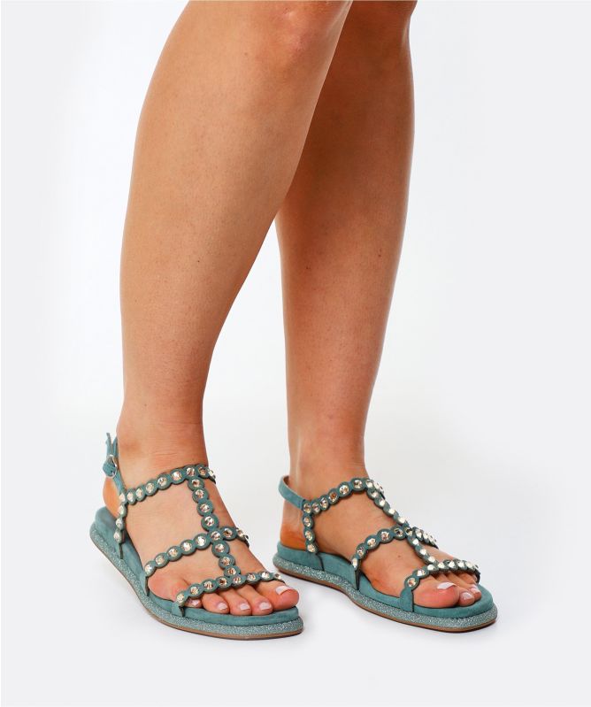 Alma en Pena Suede Rhinestone Sandals