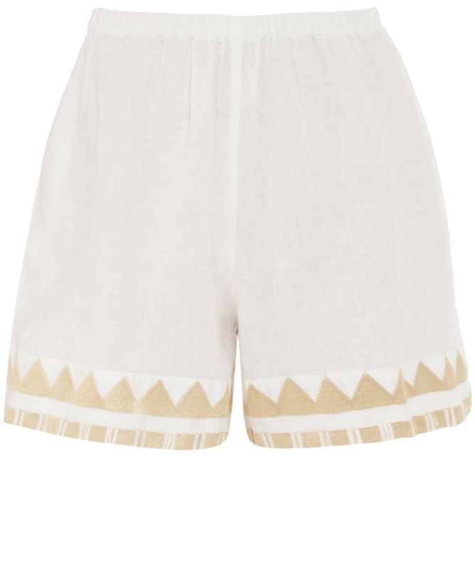 Greek Archaic Kori Papyrus Linen Shorts