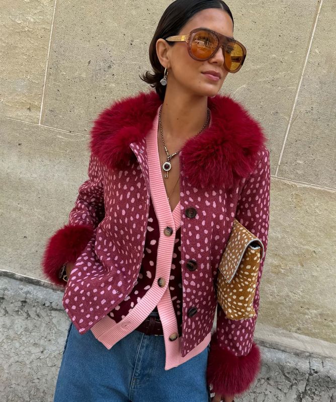 Never Fully Dressed Deer Fur-Trim Jacket