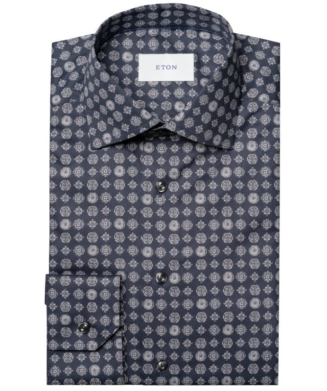 Eton Geometric Twill Contemporary Fit Shirt