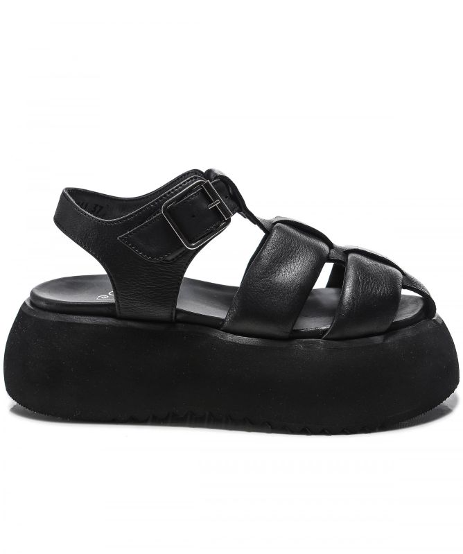 Lofina Gasoline Leather Platform Sandals