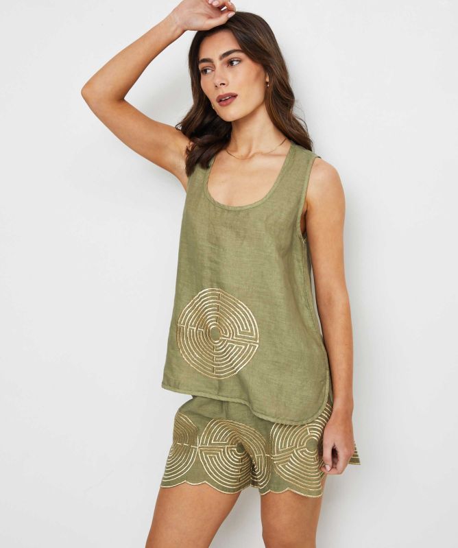 Greek Archaic Kori Circle Linen Vest
