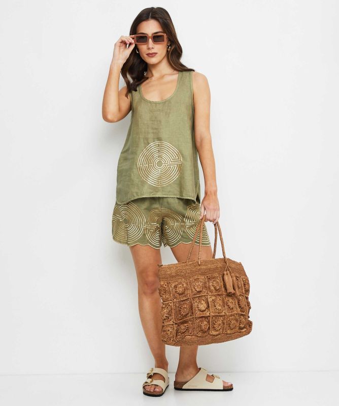 Greek Archaic Kori Circle Linen Vest