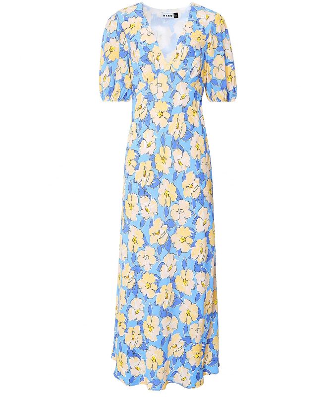 RIXO Blue Poppy Azelea Bloom Midaxi Dress | Jules B