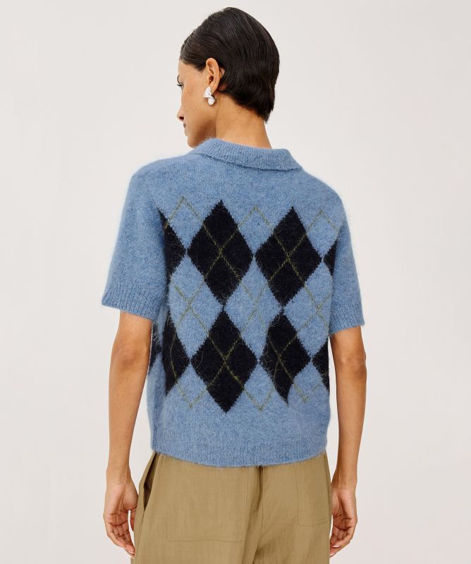 Rails Kelly Short-Sleeve Argyle Cardigan