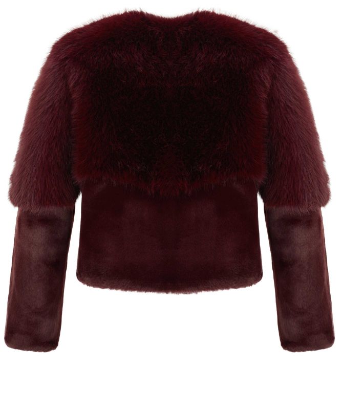 urbancode Collarless Faux Fur Blouson Jacket