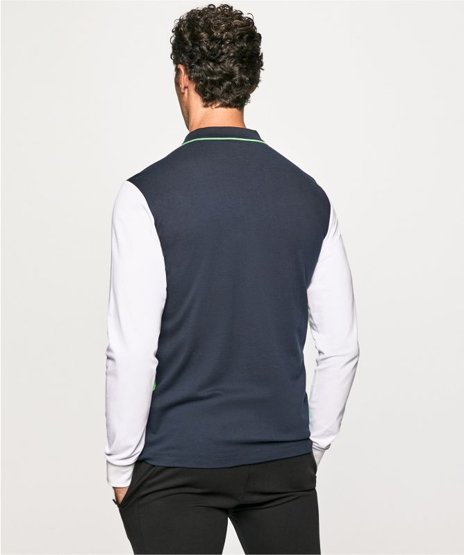 Hackett Long Sleeve AMR Colour Block Polo Shirt