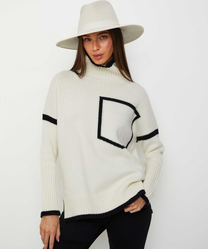 Eddy and Ivy Contrast Trim Roll Neck Jumper