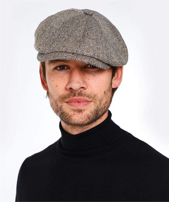 Stetson Silk Herringbone Hatteras Newsboy Cap