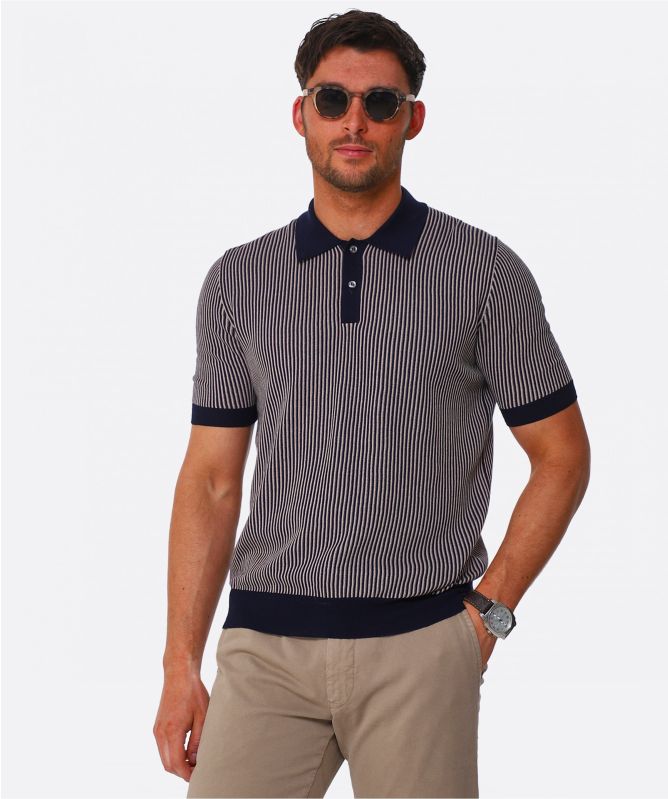 Gran Sasso Textured Stripe Polo Shirt