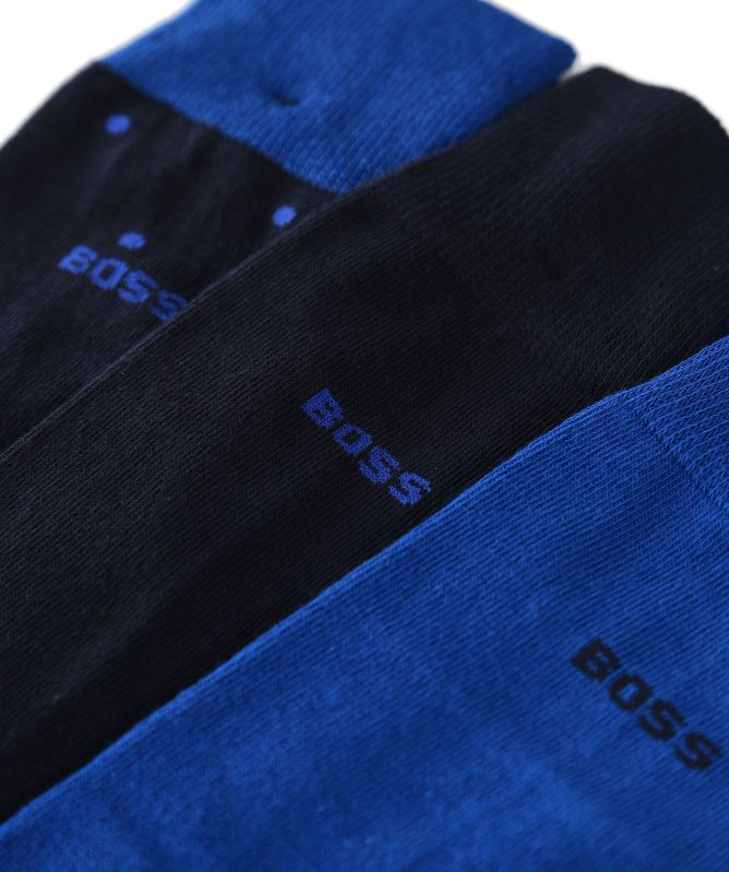 BOSS Dark Blue Regular Length Socks 3 Pack | Jules B