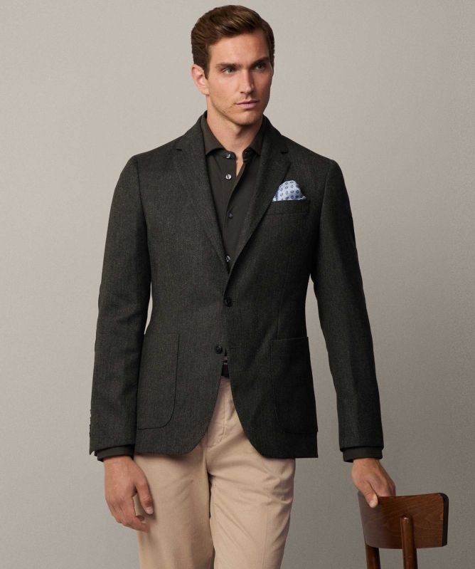 Blazer Homme Hackett Taille 40R/50R Gris Chiné - Mélange Laine, Partiellement Doublé, Neuf