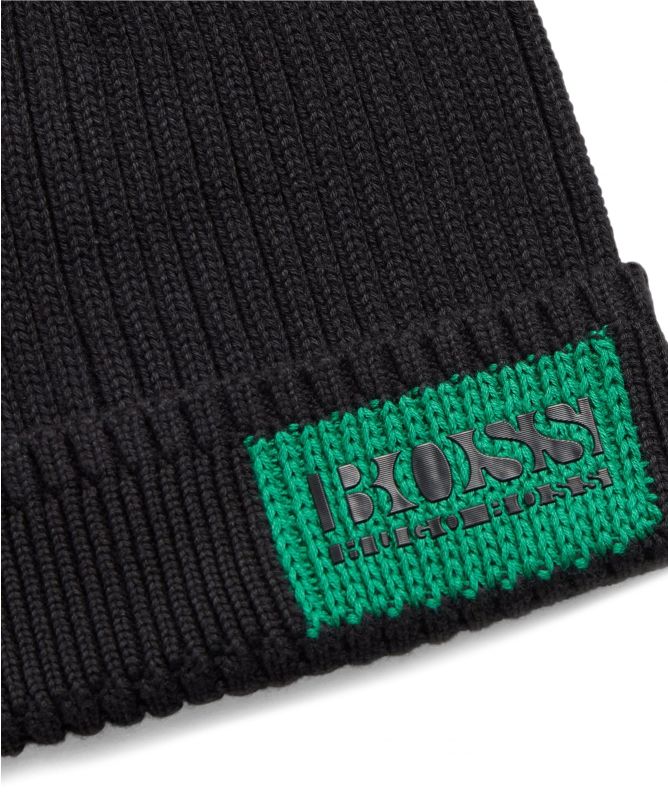 BOSS Cotton Wool Ribbed Arebo Beanie