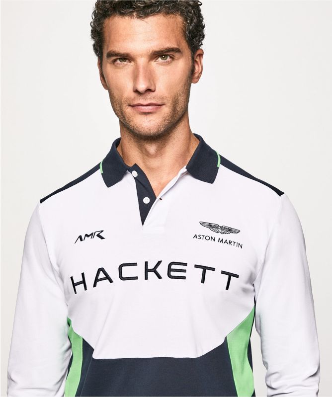 Hackett Long Sleeve AMR Colour Block Polo Shirt