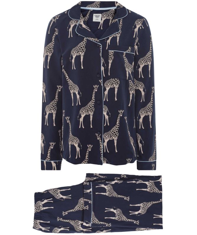 Chelsea Peers Organic Cotton Giraffe Print Long Pyjama Set