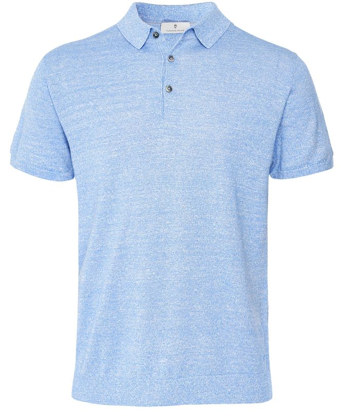 Thomas Maine Knitted Merino Linen Polo Shirt