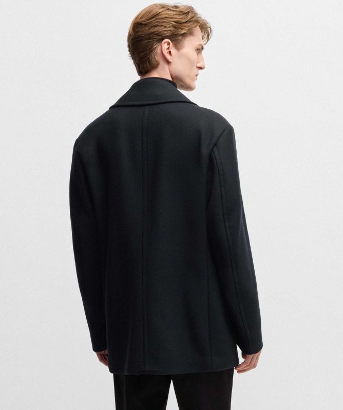 BOSS Dark Blue Wool H-Clay Pea Coat