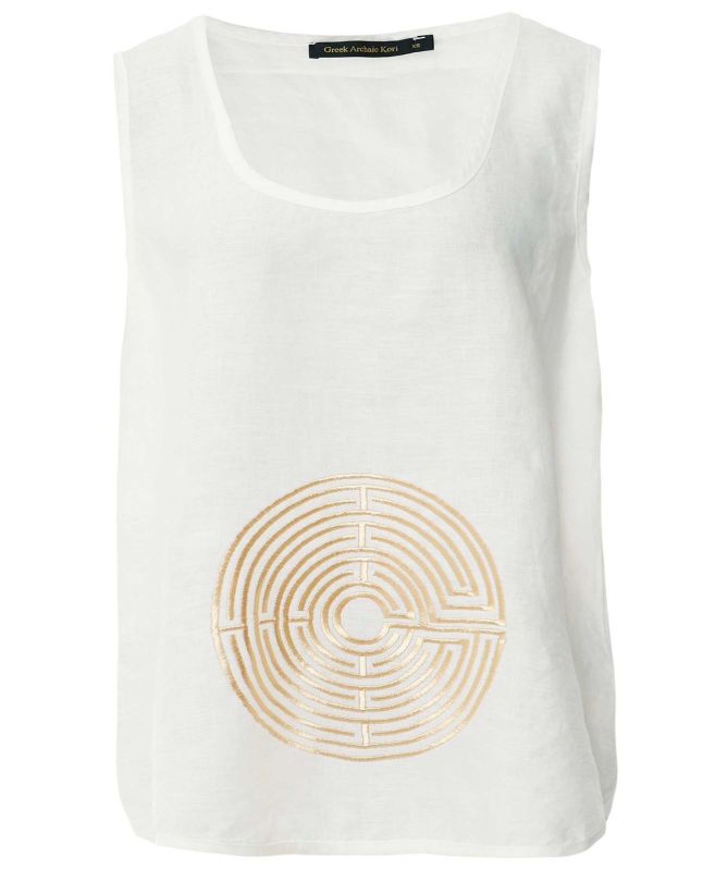 Greek Archaic Kori Circle Linen Vest