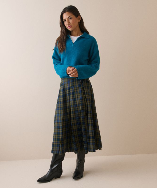 Nobody's Child Tartan Pleated Midi Skirt